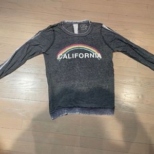 Chaser “California” long sleeve crew neck t shirt with rainbow/size L